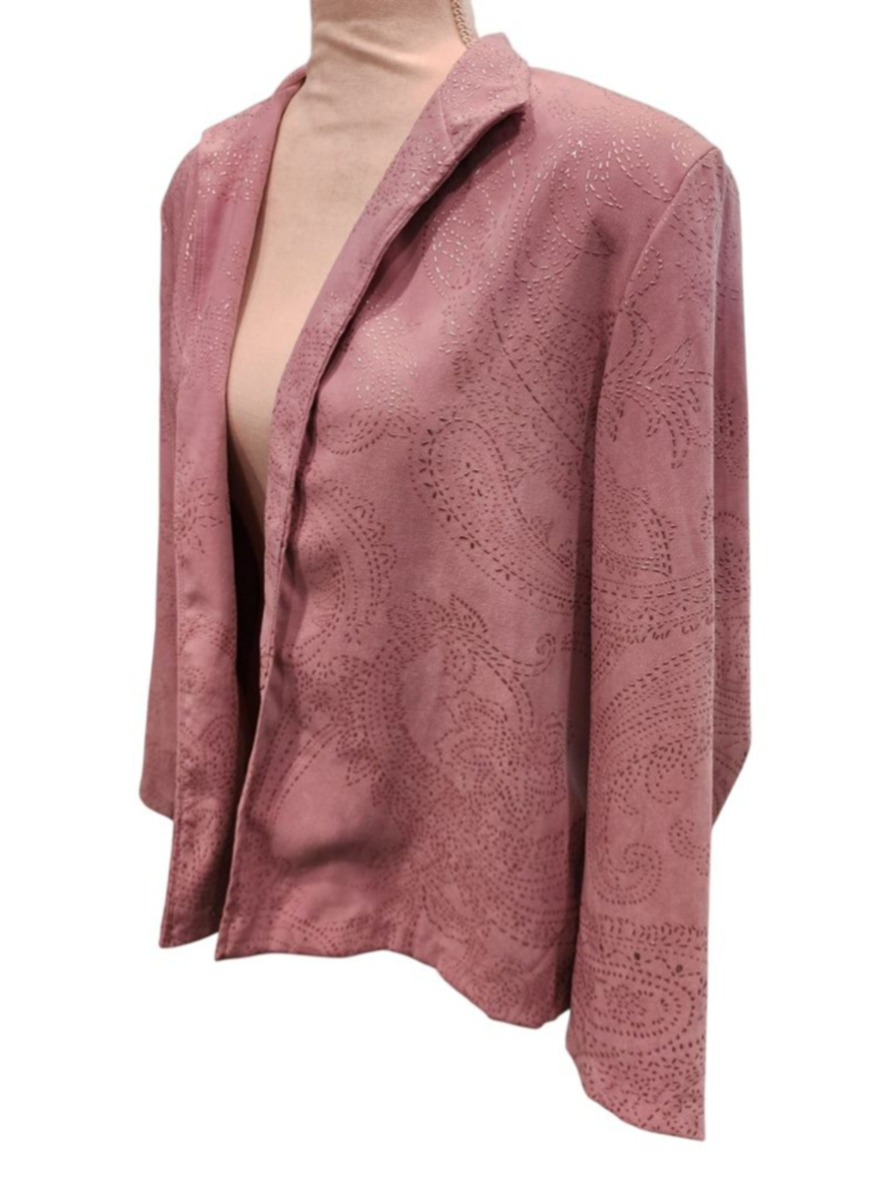Draper's & Damon's Petites Dusty Rose Embroidered Open Front Jacket Blazer M - Picture 3 of 12